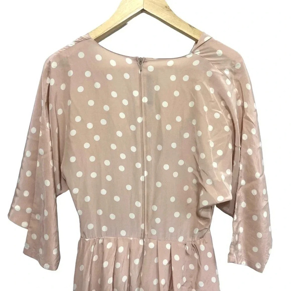 Louis Feraud Vintage 100% Silk Polka Dot Dress Sz 6 Blush Pink - Picture 5 of 6